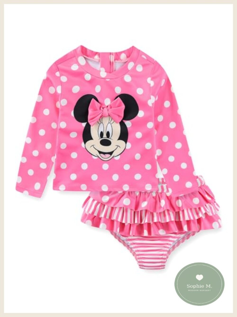 UPF 50+ Long Sleeve Rash Guard & Bikini Bottom Baby Girls 2-Piece Swim Set